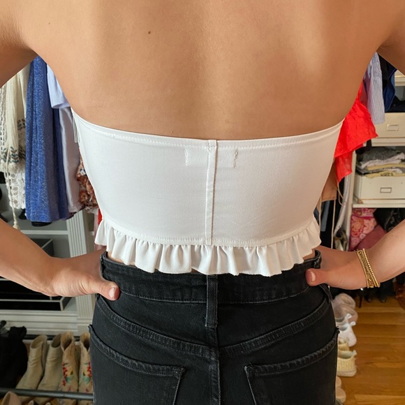 “By The Way” white lace up crop top. Size Medium - Picture 7 of 7